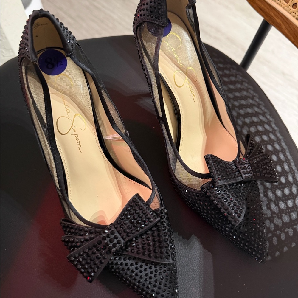 Jessica Simpson Black Bow Pointed-Toe Heels size 8.5